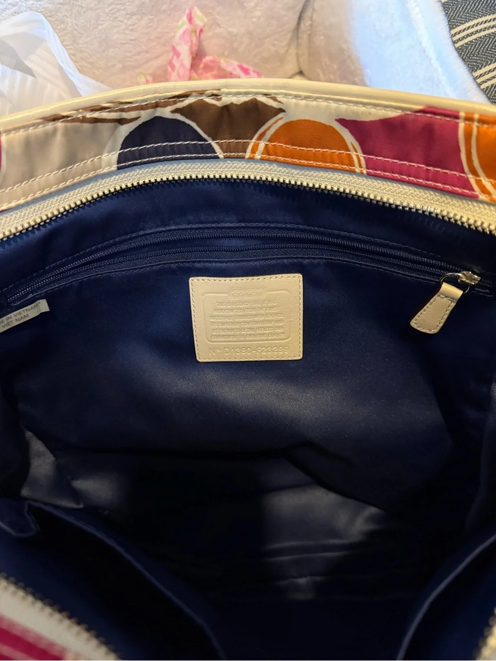 Coach Multicolor Part Op Art Satin & Leather Carrie Tote